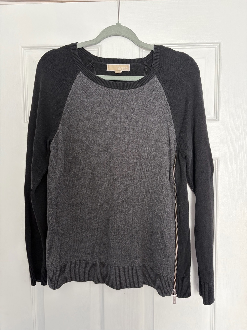 Michael Kors Women’s Two-Tone Gray & Black Zip-Side Sweater